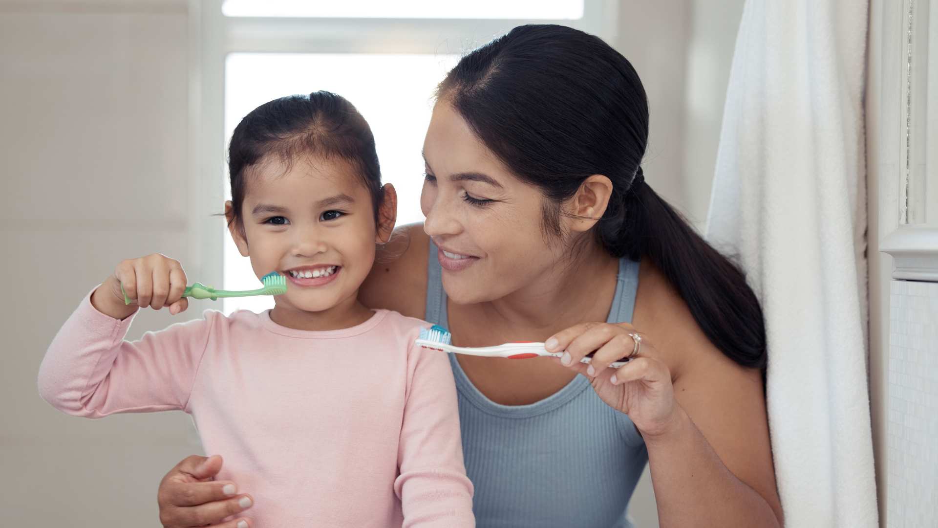 Mom teaching self-care skills for kids with autism